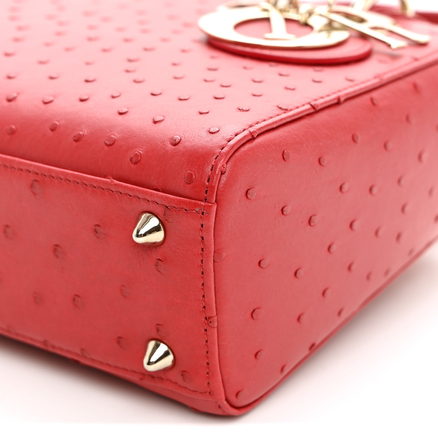 Christian Dior Ostrich Small Lady Dior Red 9 of 9