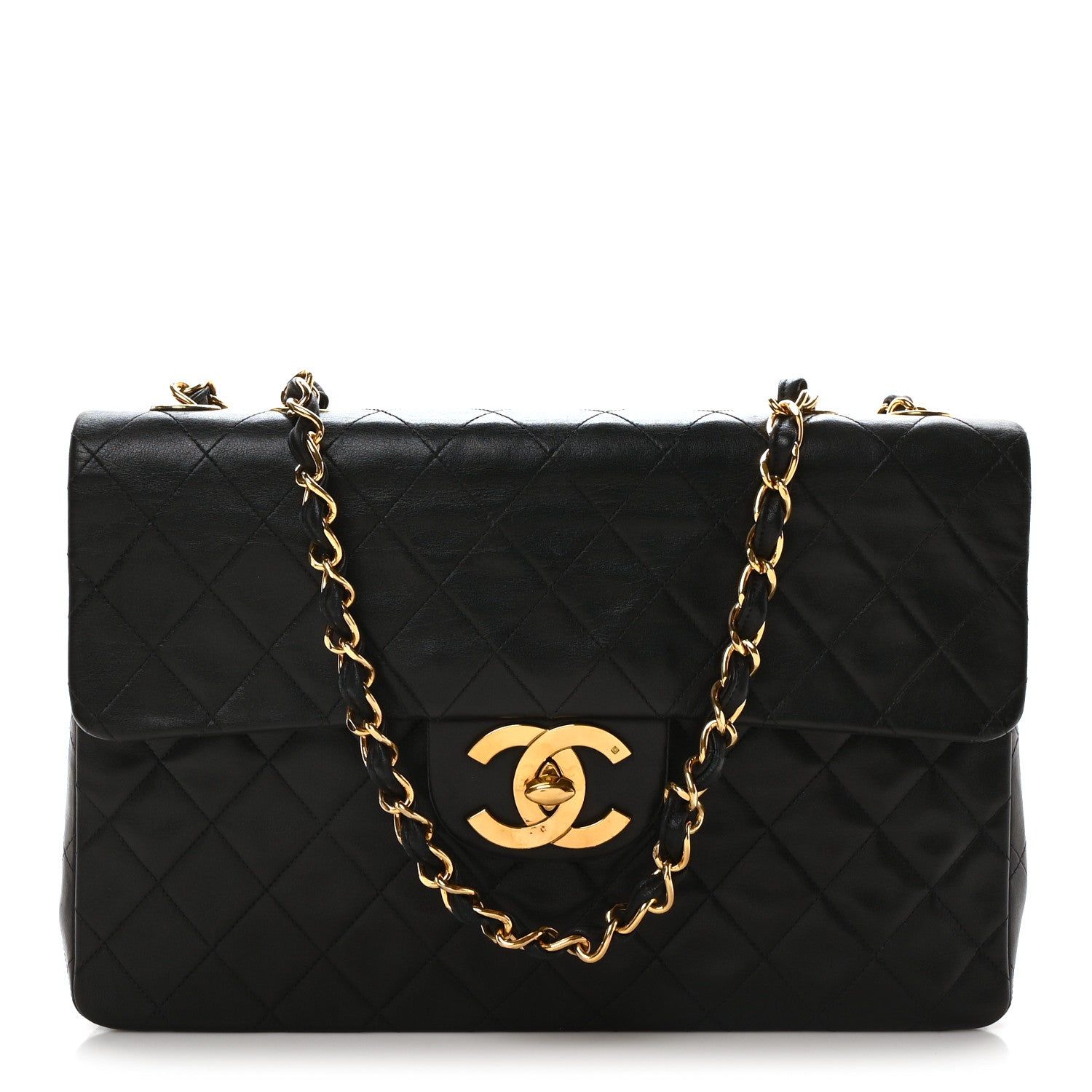 Chanel Lambskin Quilted XL Jumbo Single Flap Black 1 of 10