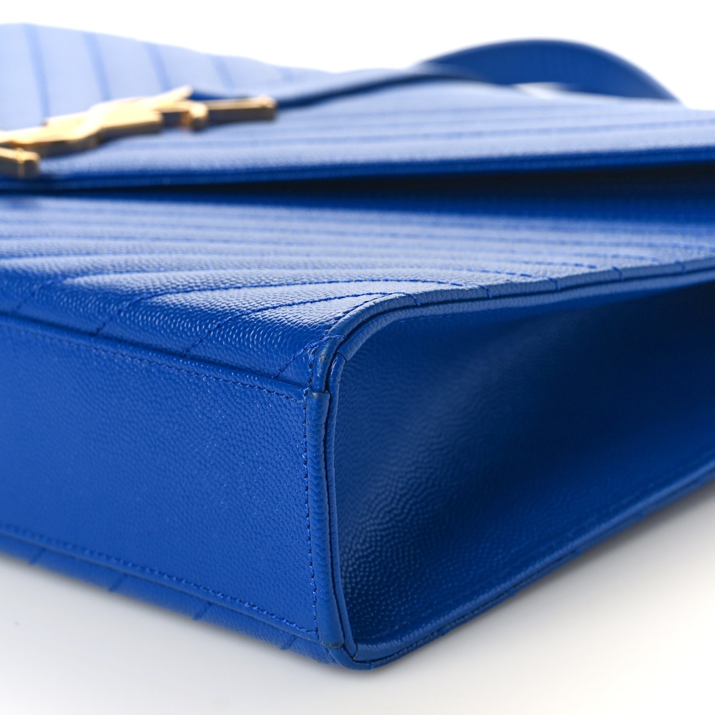 Grain De Poudre Matelasse Chevron Large Monogram Satchel Blue Majorelle