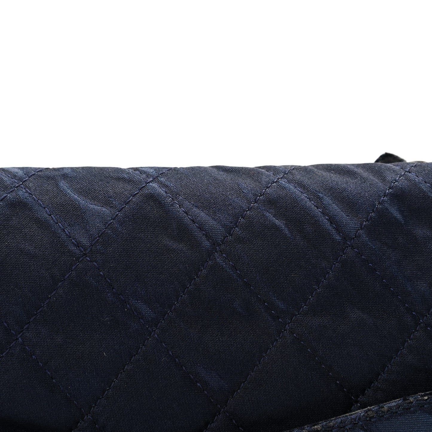Satin Paillette Sequin Quilted Medium Single Flap Navy
