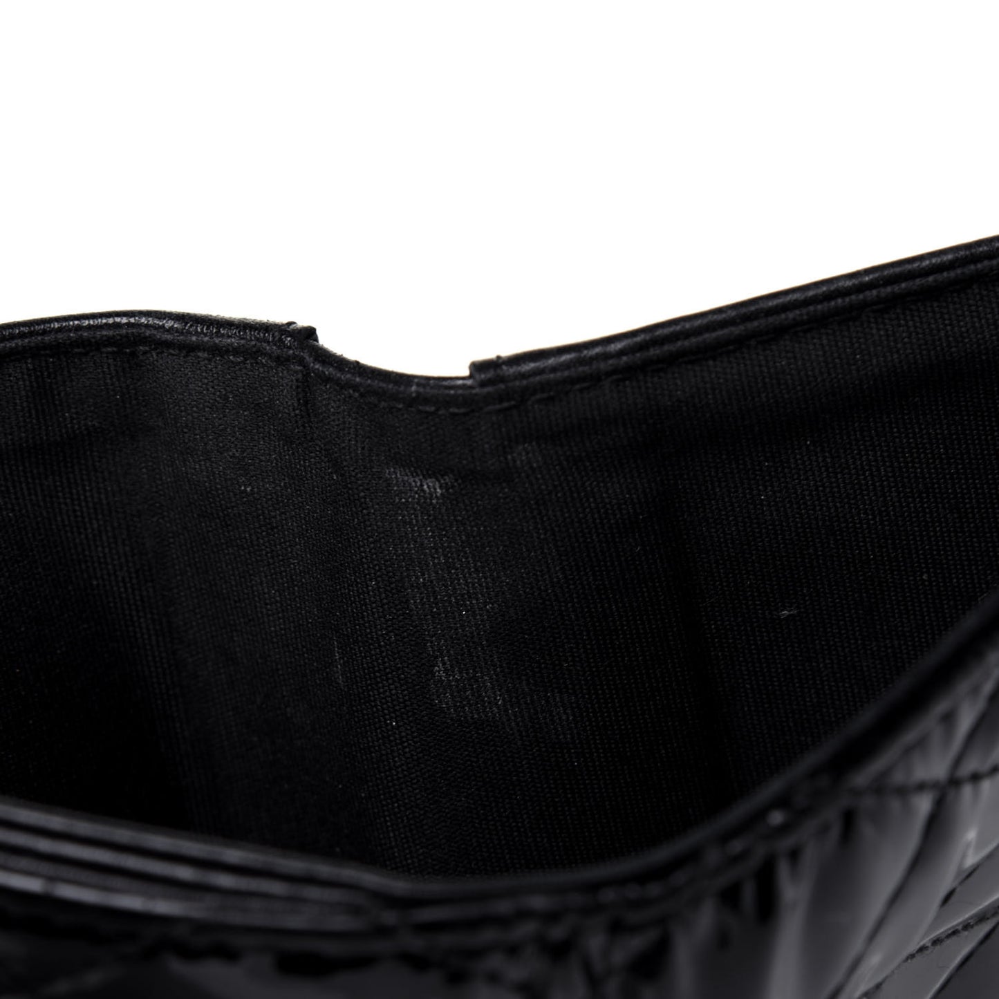 Patent Quilted Brilliant French Flap Wallet Black