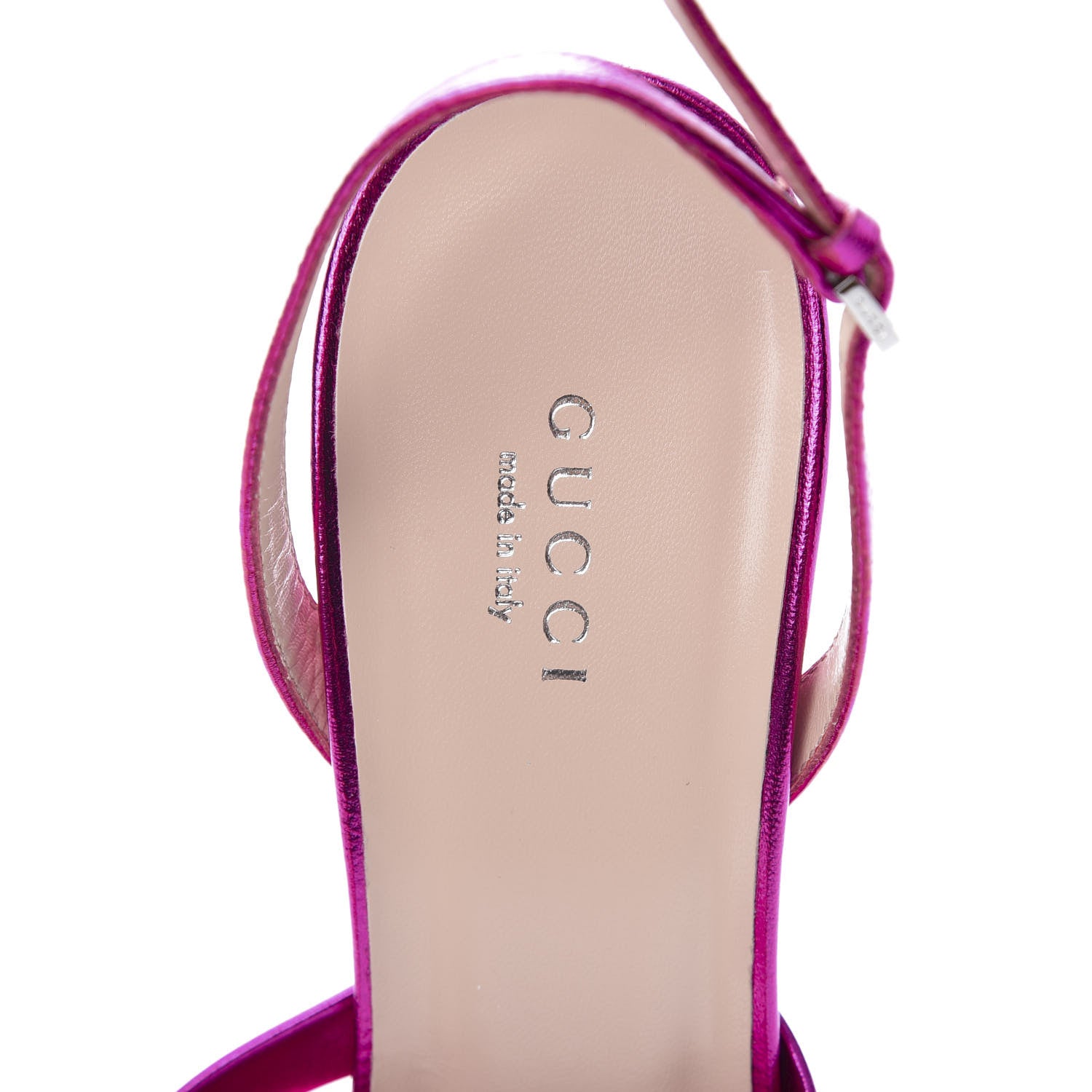 Gucci Metallic Nappa Crawford Knot Slingback Sandals 39.5 Fuxia 6 of 8