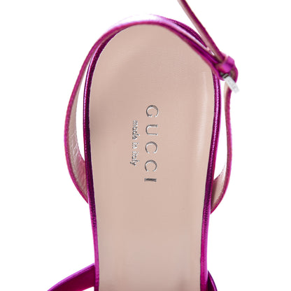 Gucci Metallic Nappa Crawford Knot Slingback Sandals 39.5 Fuxia 6 of 8