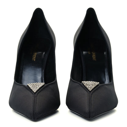 Saint Laurent Crystal Embellished Faille Paris 95 Pumps 38 Black 3 of 11