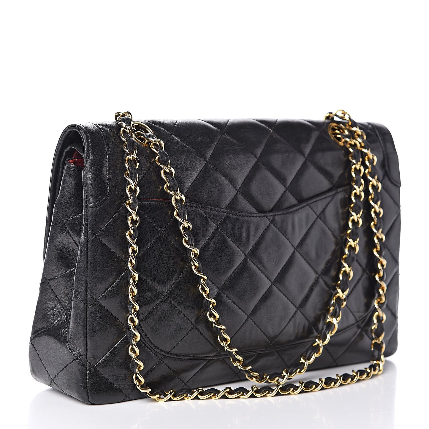 Lambskin Quilted Medium Double Flap Bag Black