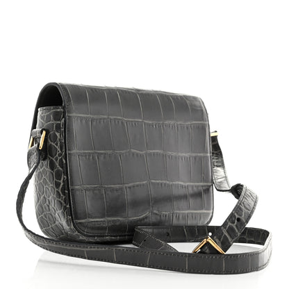 Celine Calfskin Crocodile Embossed Medium Tassel Bag Anthracite 3 of 10