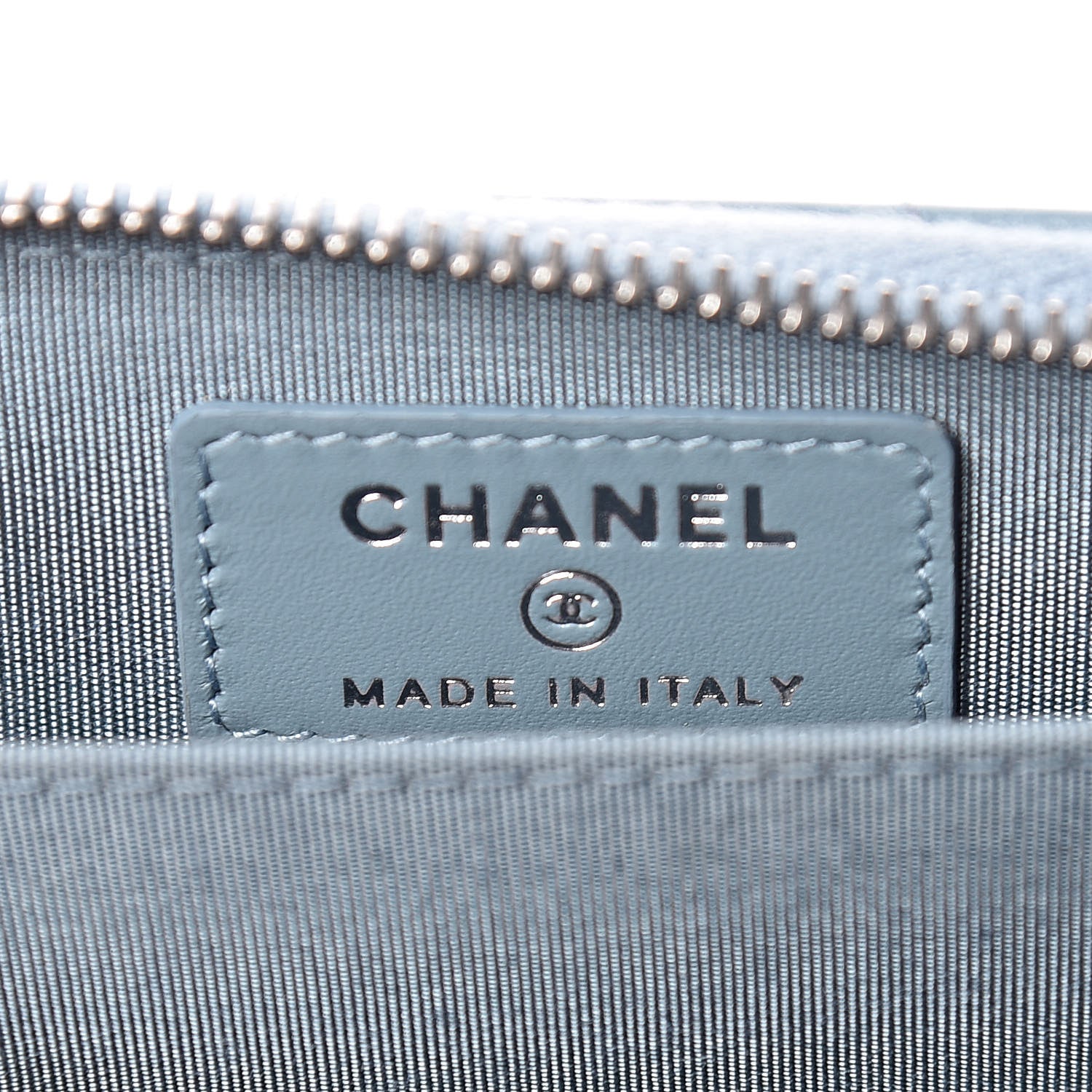 Chanel Lambskin Camellia Embossed Studded Zip Coin Purse Blue 6 of 8