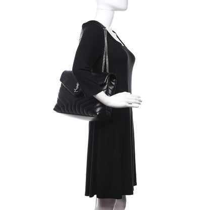 Saint Laurent Calfskin Y Quilted Monogram Medium Loulou Chain Satchel Black 2 of 11