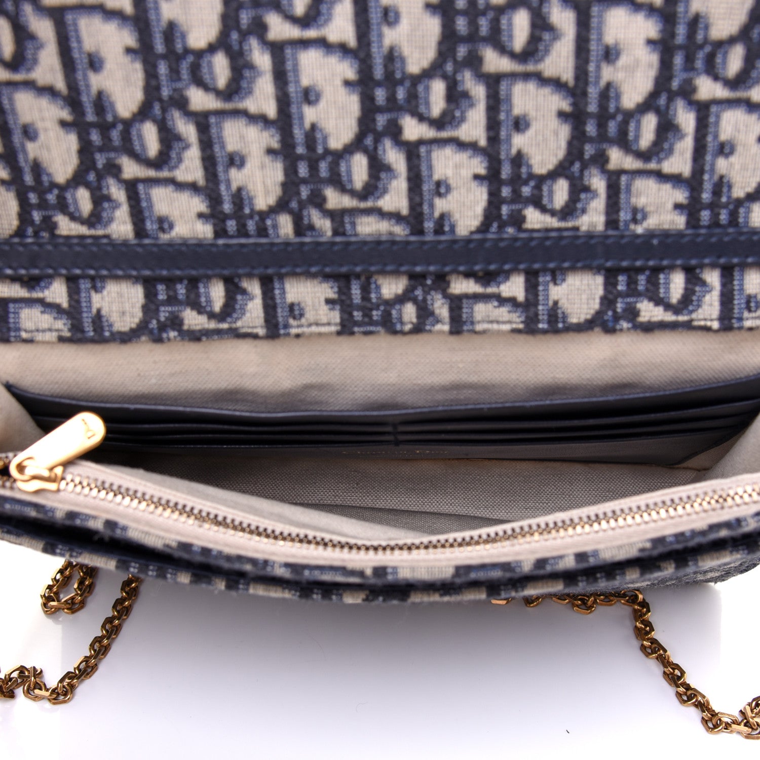 Christian Dior Oblique Saddle Chain Pouch Blue 5 of 9