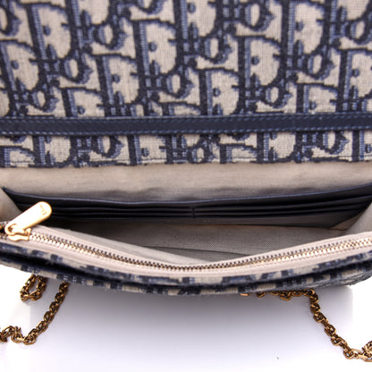 Christian Dior Oblique Saddle Chain Pouch Blue 5 of 9