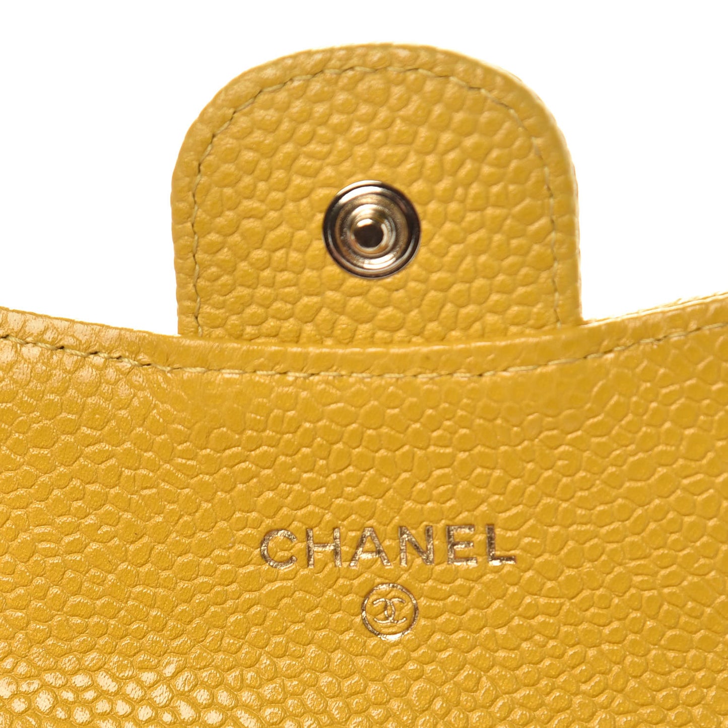 Caviar Quilted Flap Card Holder Wallet Yellow