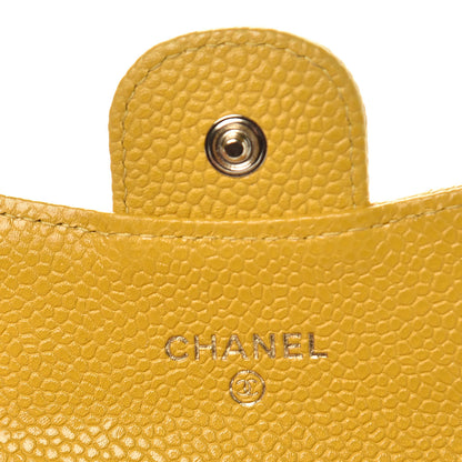 Chanel Caviar Quilted Flap Card Holder Wallet Yellow 6 of 9