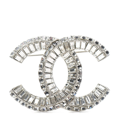 Chanel Baguette Crystal CC Brooch Silver 1 of 4