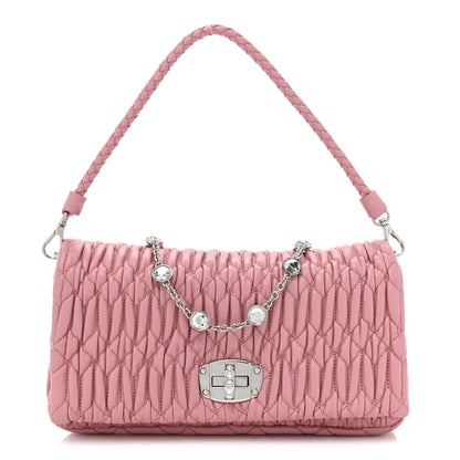 Miu Miu Nappa Matelasse Crystal Flap Clutch Rosa 1 of 8