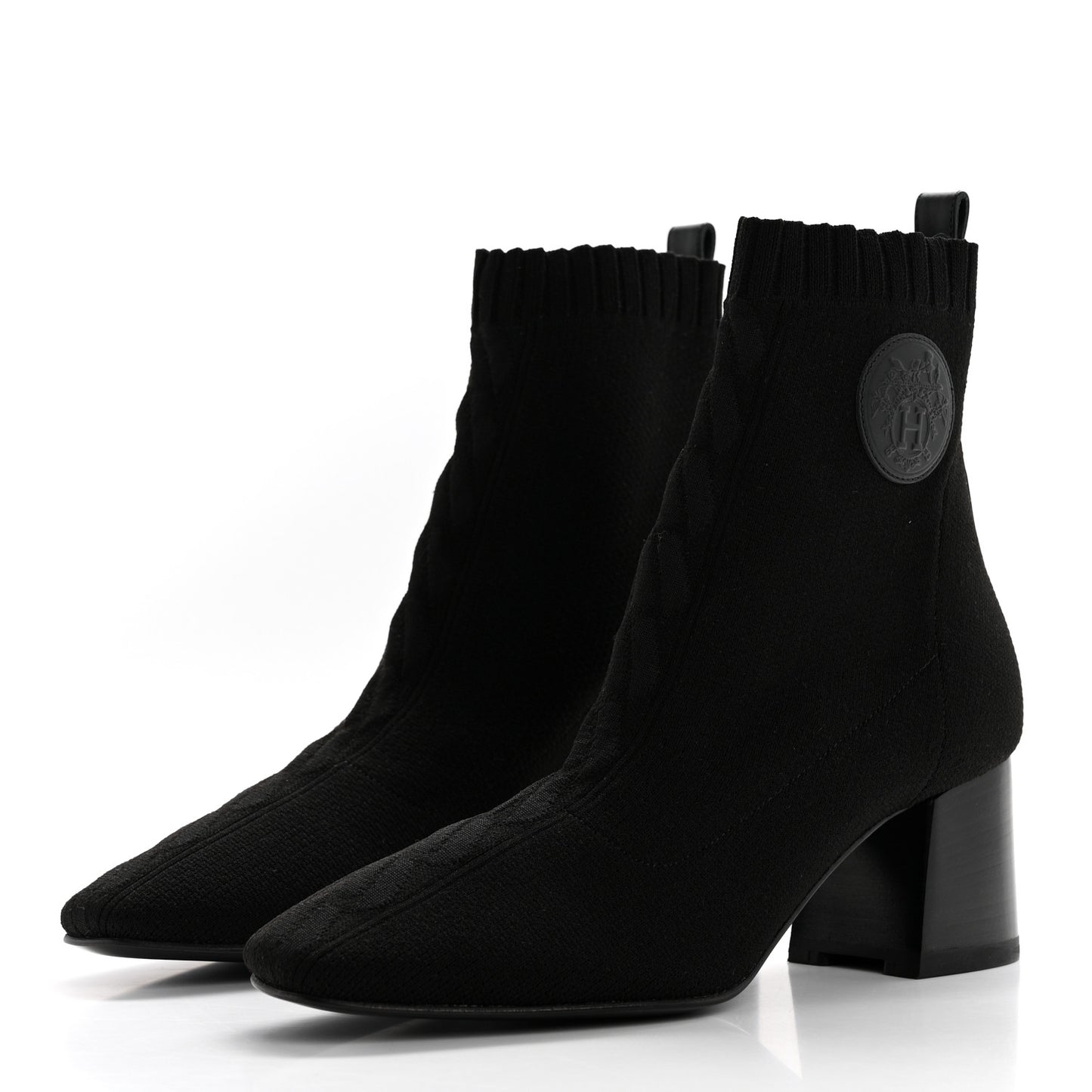 Knit Calfskin Volver 60 Ankle Boots 37.5 Black