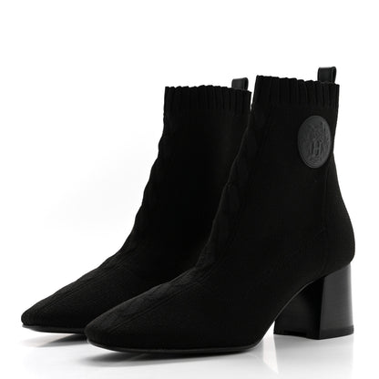 Hermes Knit Calfskin Volver 60 Ankle Boots 37.5 Black 3 of 8