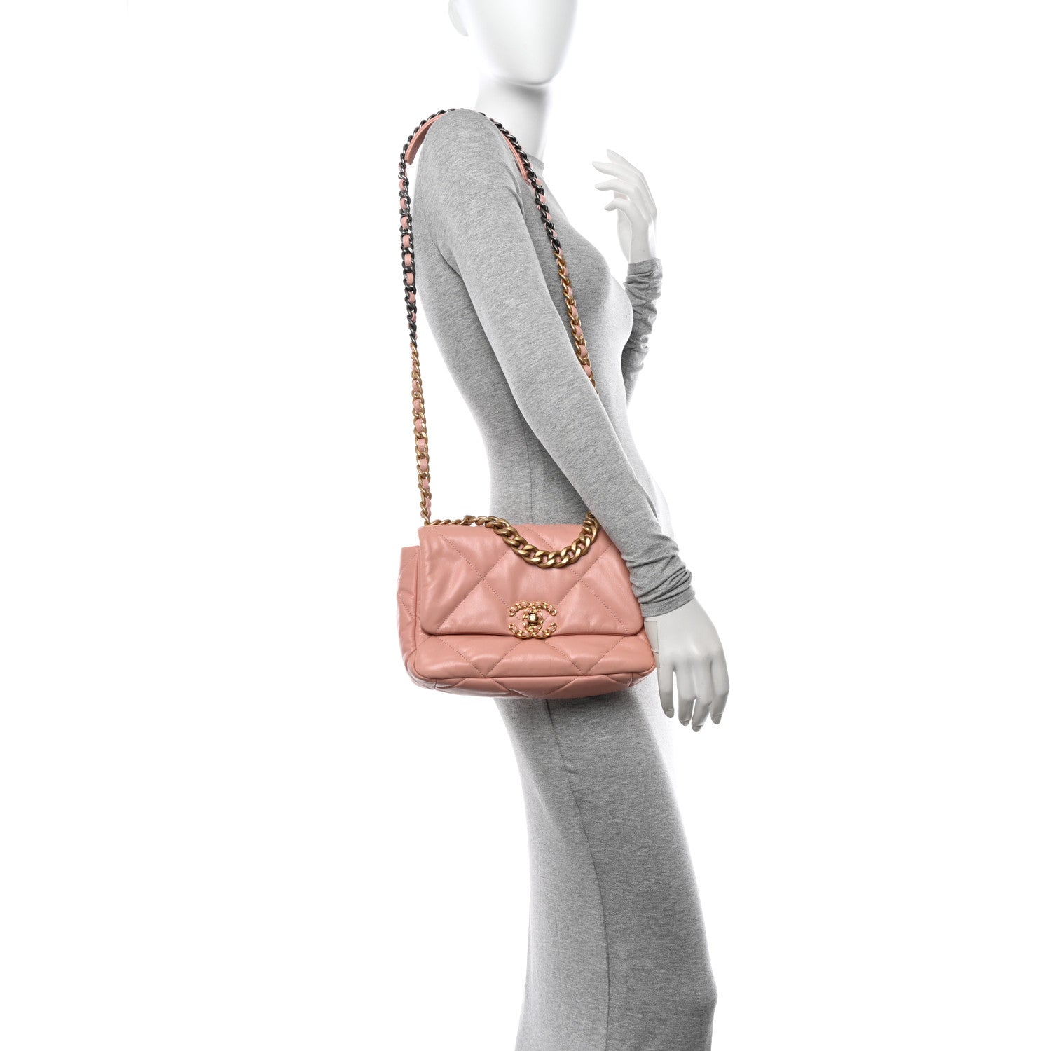 Chanel Goatskin Quilted Medium Chanel 19 Flap Light Pink 2 of 11