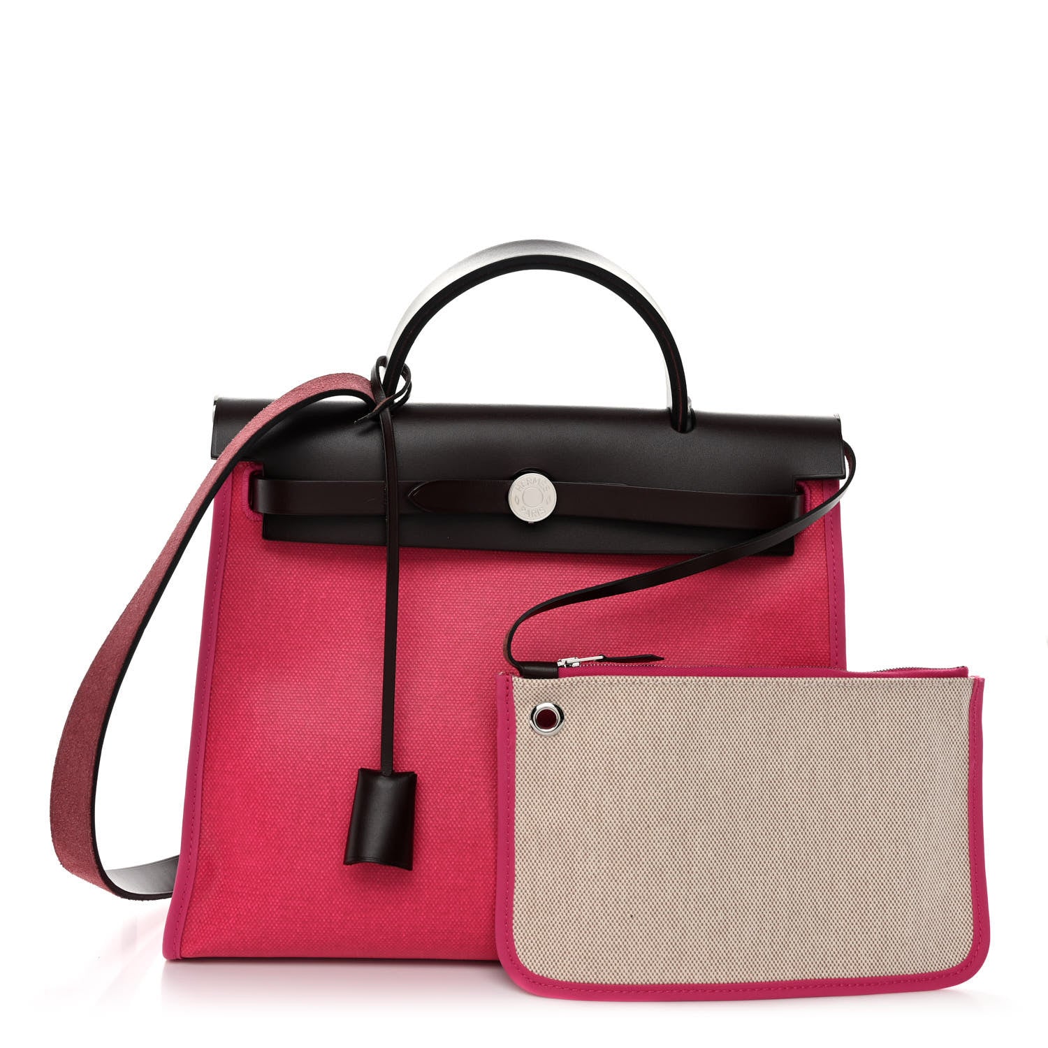 Hermes Toile H Berline Vache Hunter Herbag Zip 31 PM Rouge Sellier Rose Shocking 1 of 11