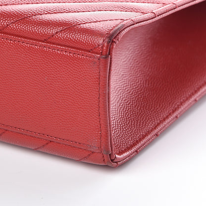 Saint Laurent Grain De Poudre Matelasse Chevron Large Monogram Satchel Lipstick Red 18 of 24