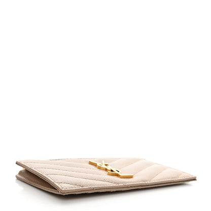 Saint Laurent Monogram Grain de Poudre 5 Fragments Zip Pouch Card Holder Dark Beige 4 of 8