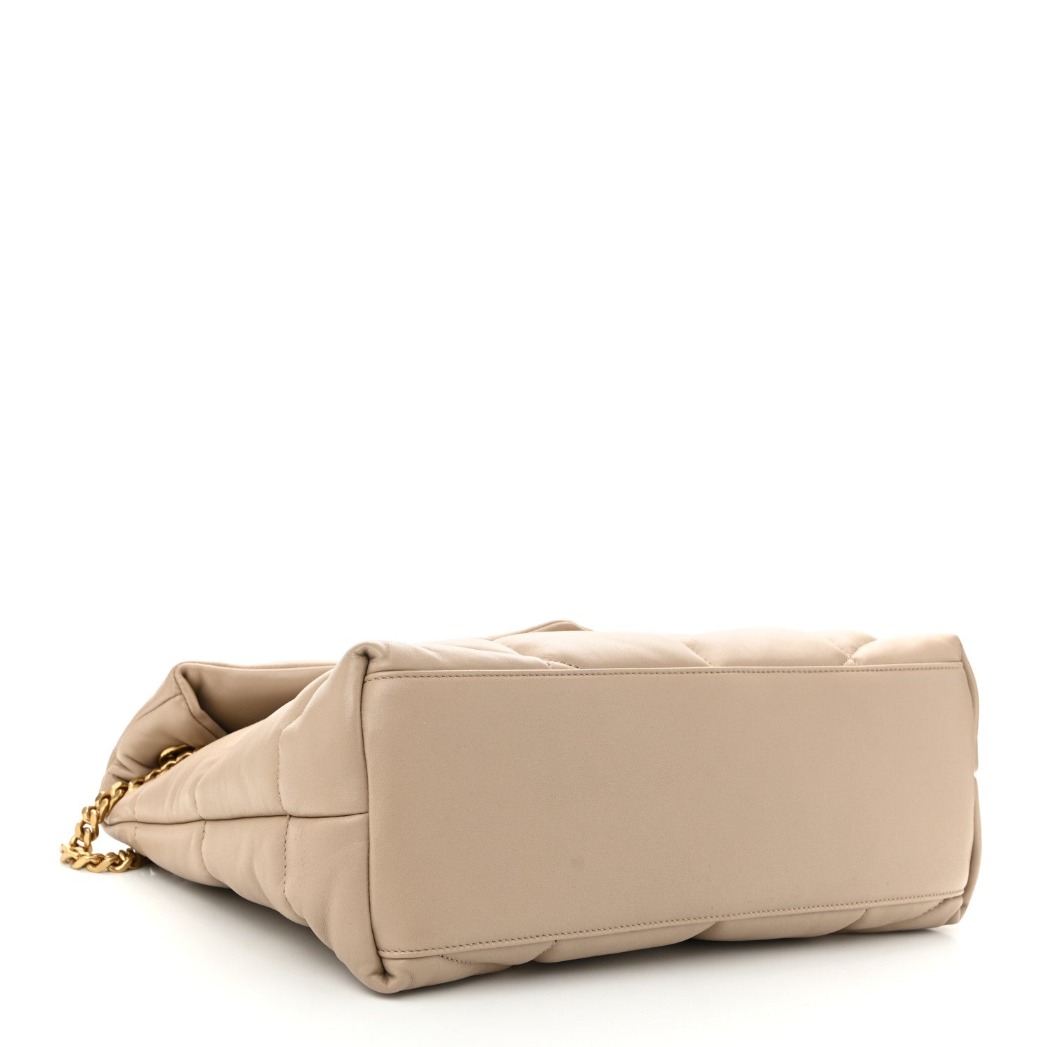 Saint Laurent Lambskin Quilted Medium Loulou Puffer Monogram Chain Satchel Dark Beige 4 of 11
