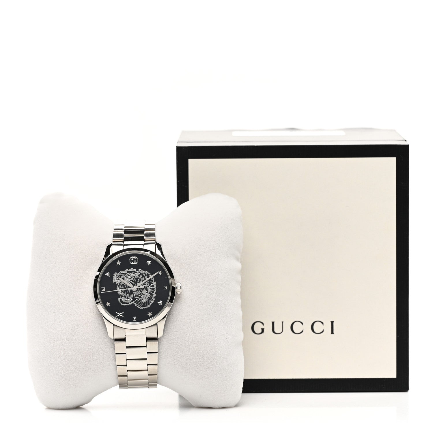 Gucci Stainless Steel 38mm G-Timeless Charm Quartz Watch Black 5 of 5