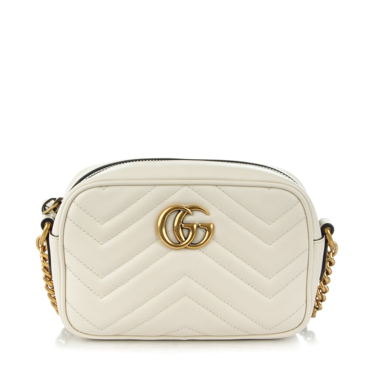 Gucci Calfskin Matelasse Mini GG Marmont Chain Shoulder Bag White 1 of 7