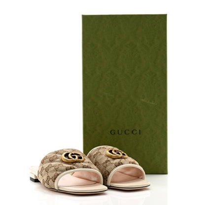 Gucci Monogram Matelasse Diagonal GG Marmont Flat Slide Sandals 36.5 Beige Ebony Mystic White 11 of 11
