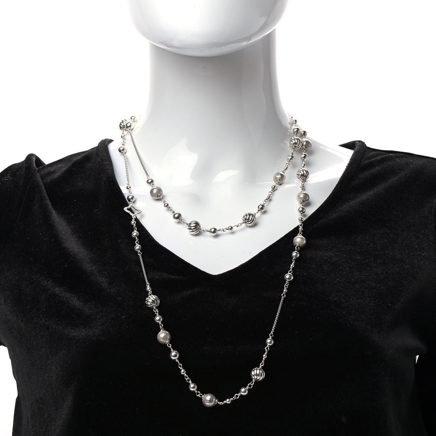 David Yurman Sterling Silver Bijoux Bead Chain Necklace 2 of 5