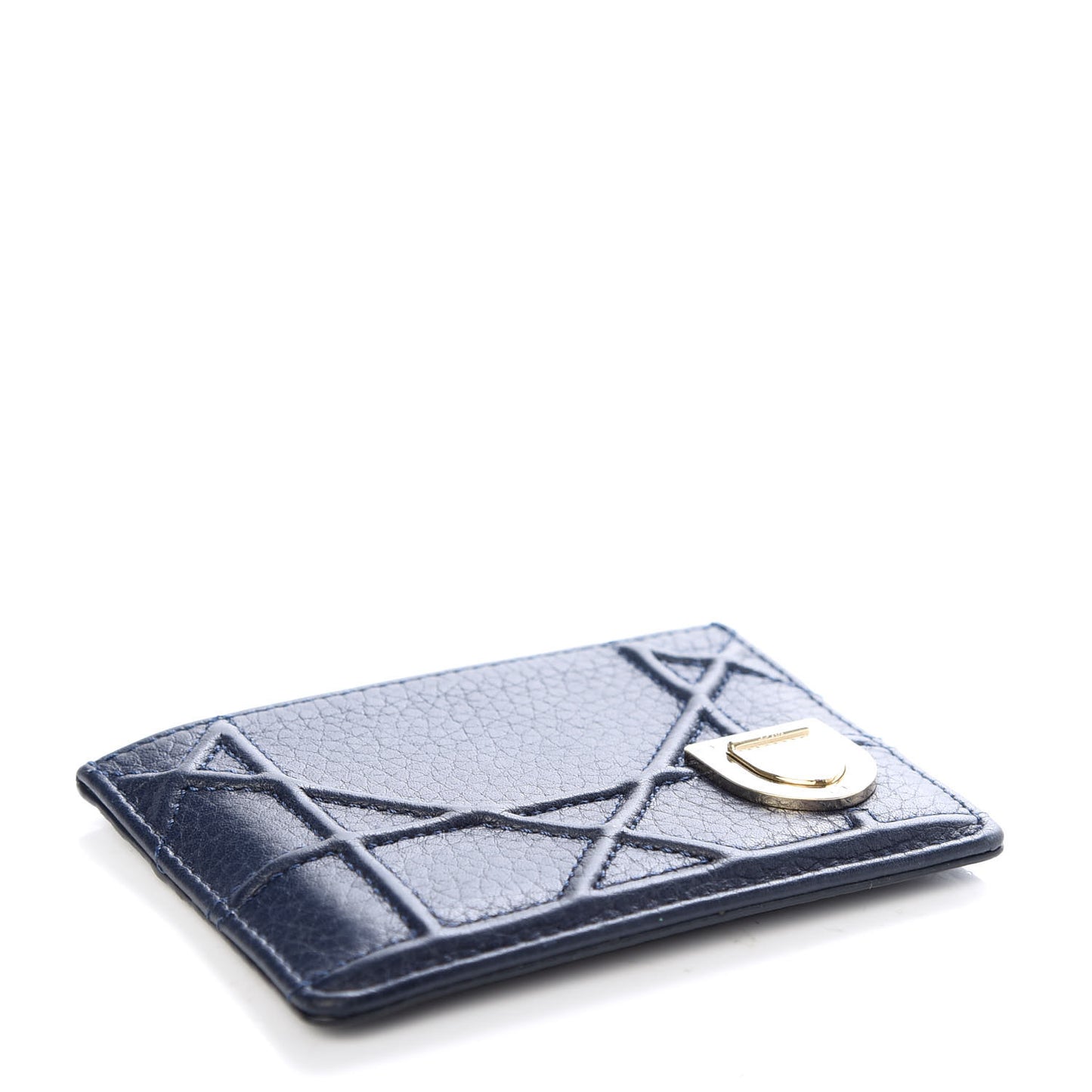 Grained Calfskin Cannage Diorama Card Holder Blue