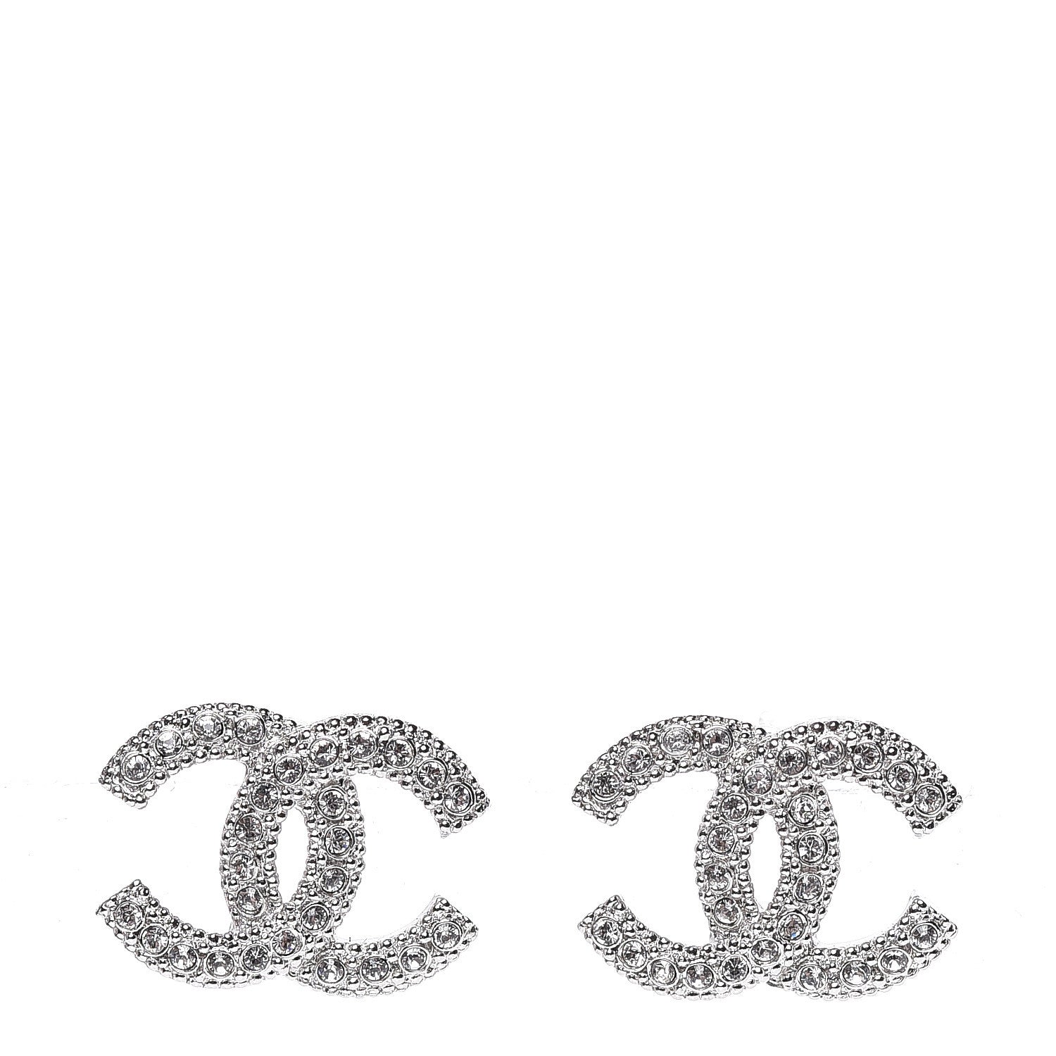Chanel Crystal CC Earrings Silver 1 of 5