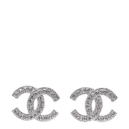 Chanel Crystal CC Earrings Silver 1 of 5