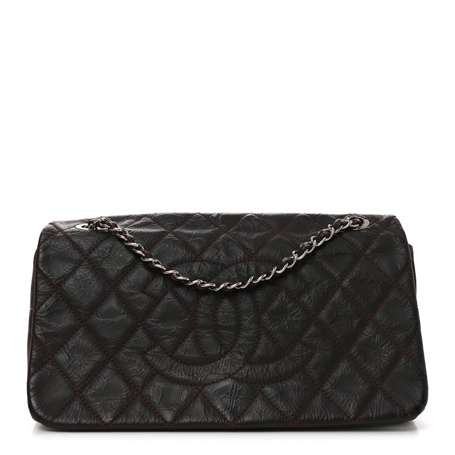 Chanel Glazed Calfskin Quilted CC Single Flap Burgundy 1 of 9
