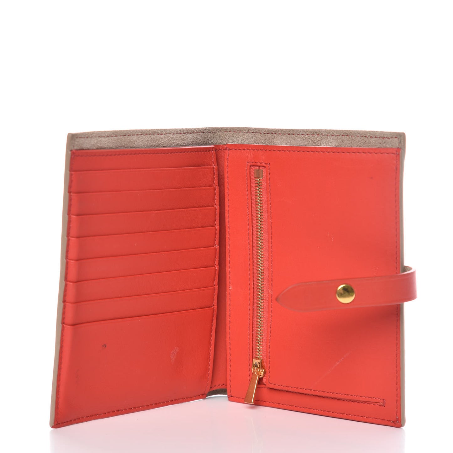 Grained Calfskin Medium Multifunction Strap Wallet Pop Red Chalk
