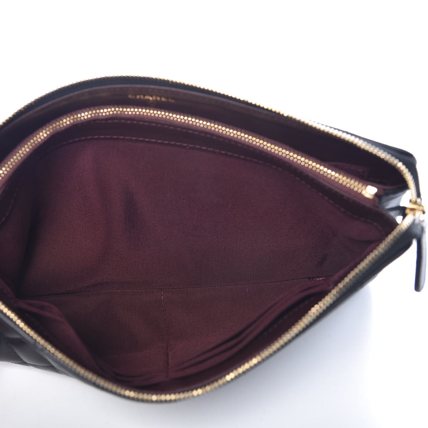 Lambskin Quilted Small Zipped Pouch Black