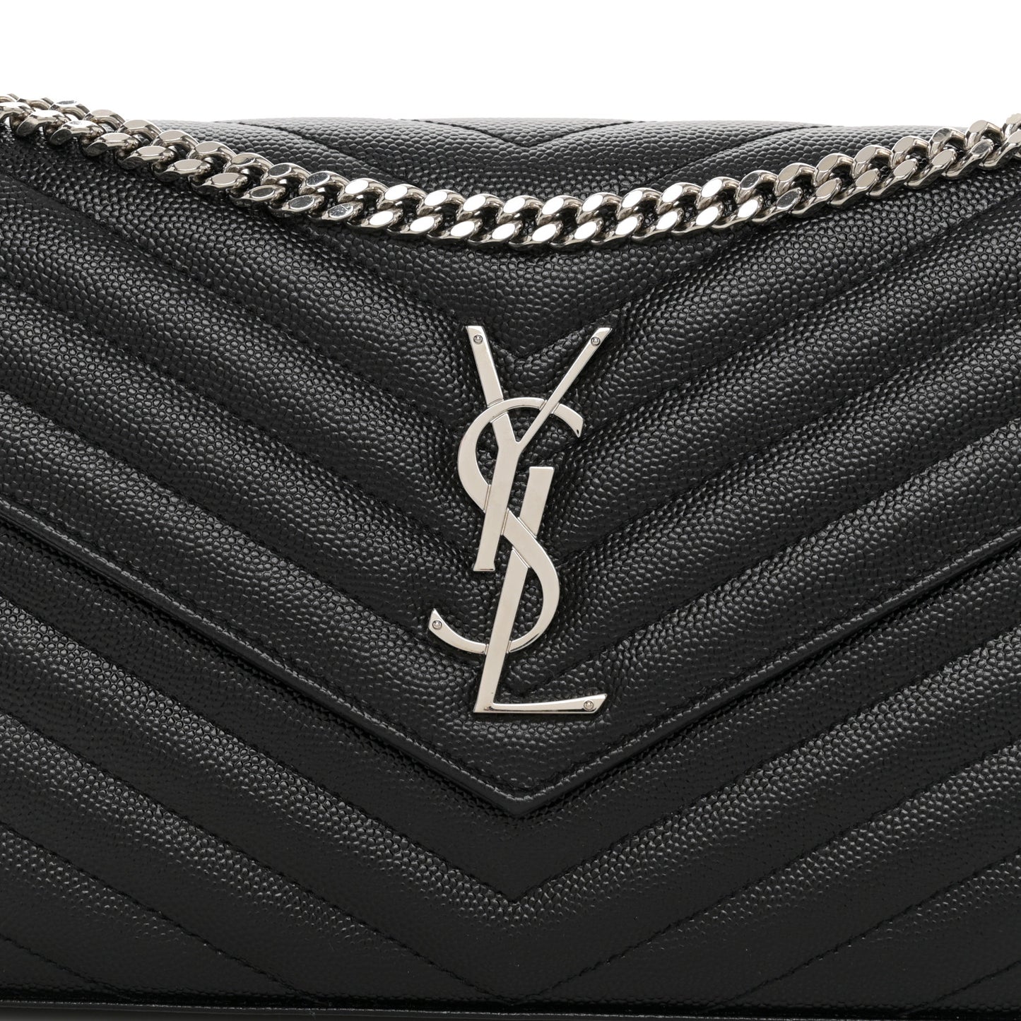 Grain De Poudre Matelasse Chevron Monogram Chain Wallet Black