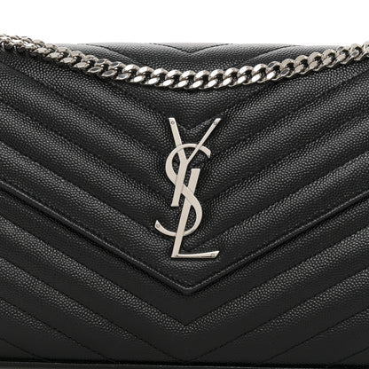 Saint Laurent Grain De Poudre Matelasse Chevron Monogram Chain Wallet Black 7 of 9