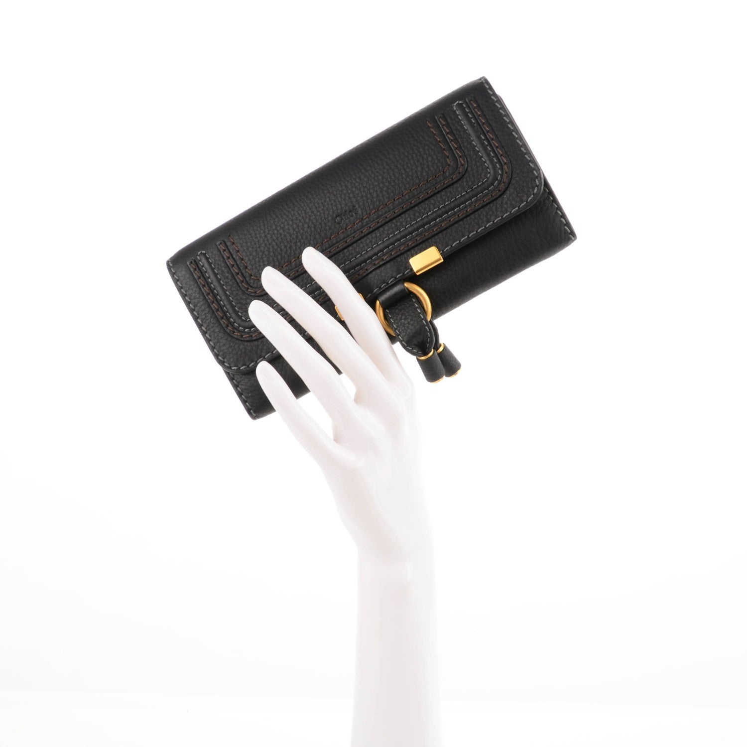 Chloe Calfskin Marcie Continental Flap Wallet Black 2 of 7