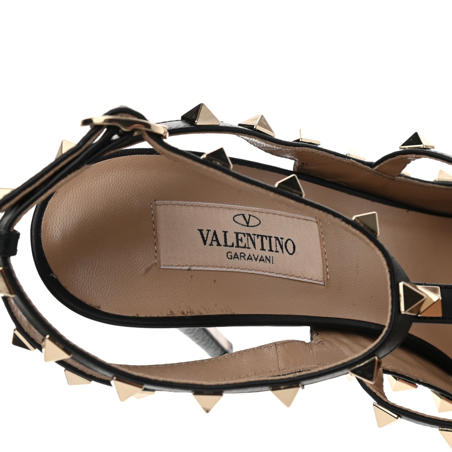 Valentino Garavani Pebbled Calfskin Rockstud Ankle Strap Pumps 39 Black 8 of 13