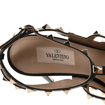 Valentino Garavani Pebbled Calfskin Rockstud Ankle Strap Pumps 39 Black 8 of 13