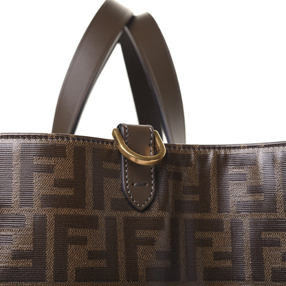 Fendi X FILA Glazed Fabric FF 1974 Mania Large Shopping Tote Bag Mogano Panna White 15 of 18