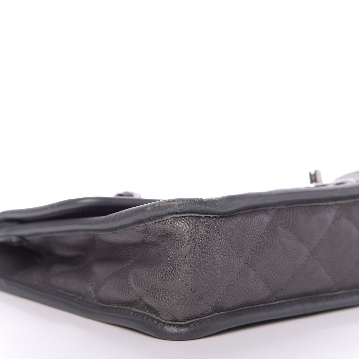 Caviar Quilted Large French Riviera Flap Dark Grey