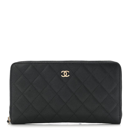 Chanel Caviar Quilted Large Zip Around Organizer Wallet Black 1 of 9