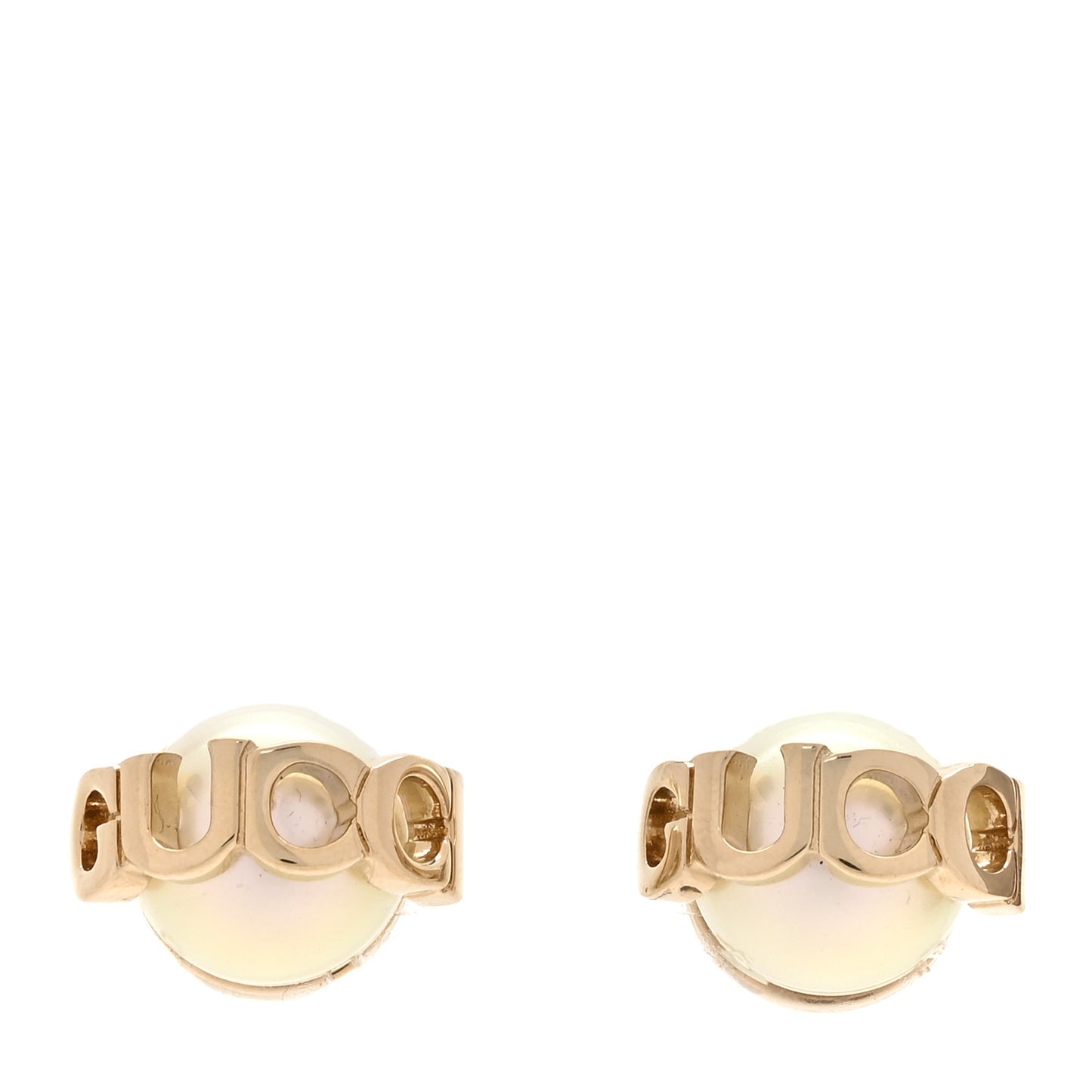 Metal Pearl Logo Magnetic Earrings Gold