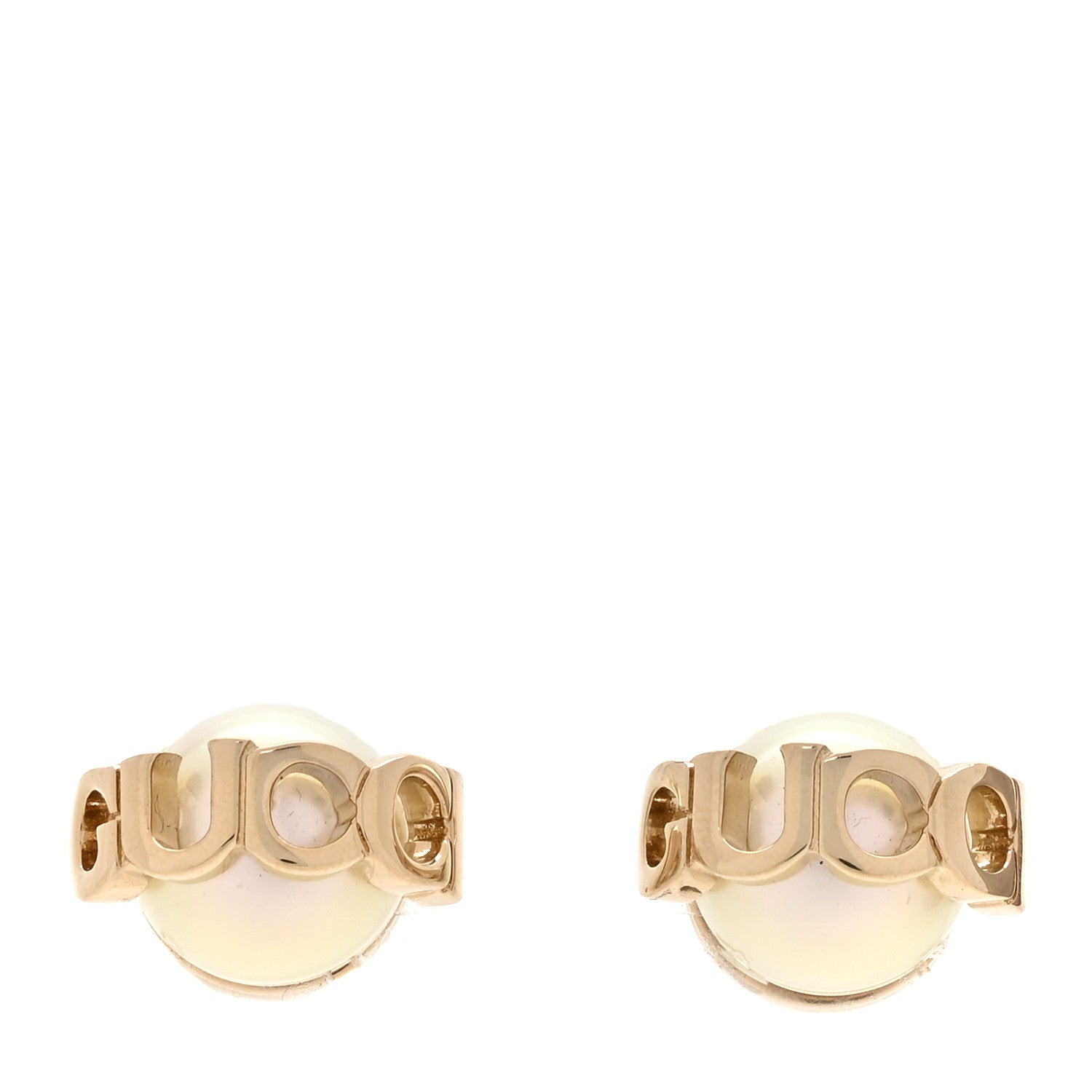 Gucci Metal Pearl Logo Magnetic Earrings Gold 1 of 5