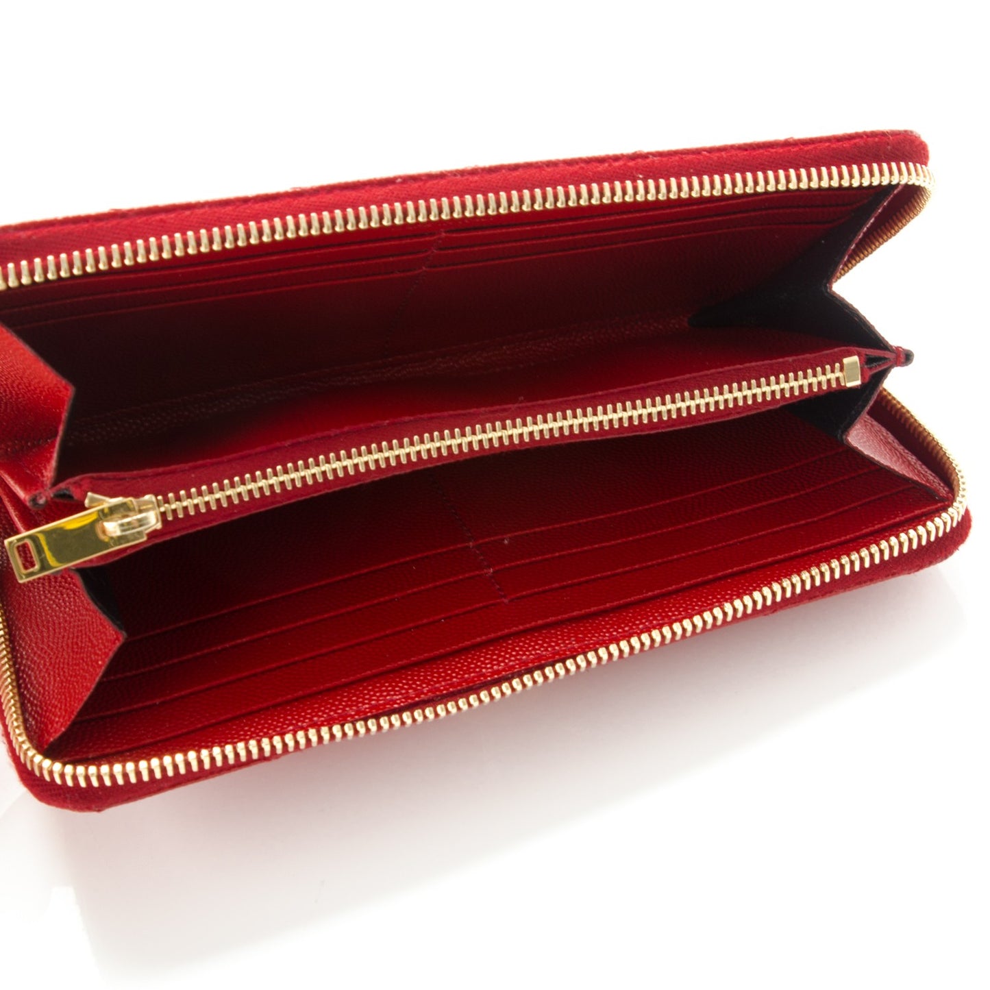 Grain De Poudre Matelasse Chevron Monogram Zip Around Wallet Red