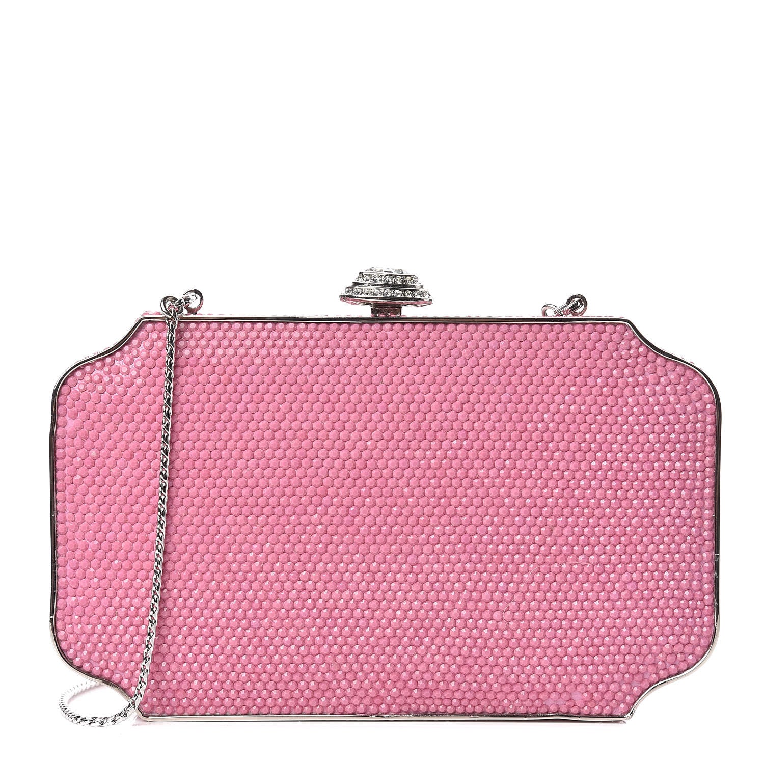 Judith Leiber Swarovski Crystal Minaudiere Clutch Pink 1 of 11