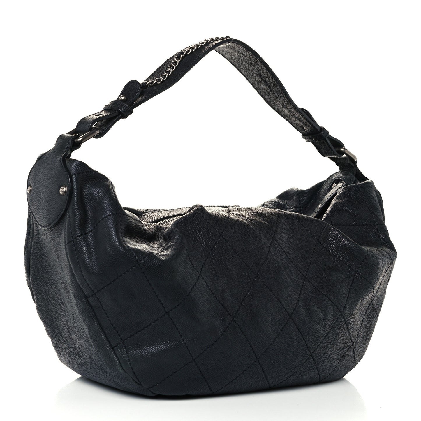 Caviar Stitched Large Outdoor Hobo Black