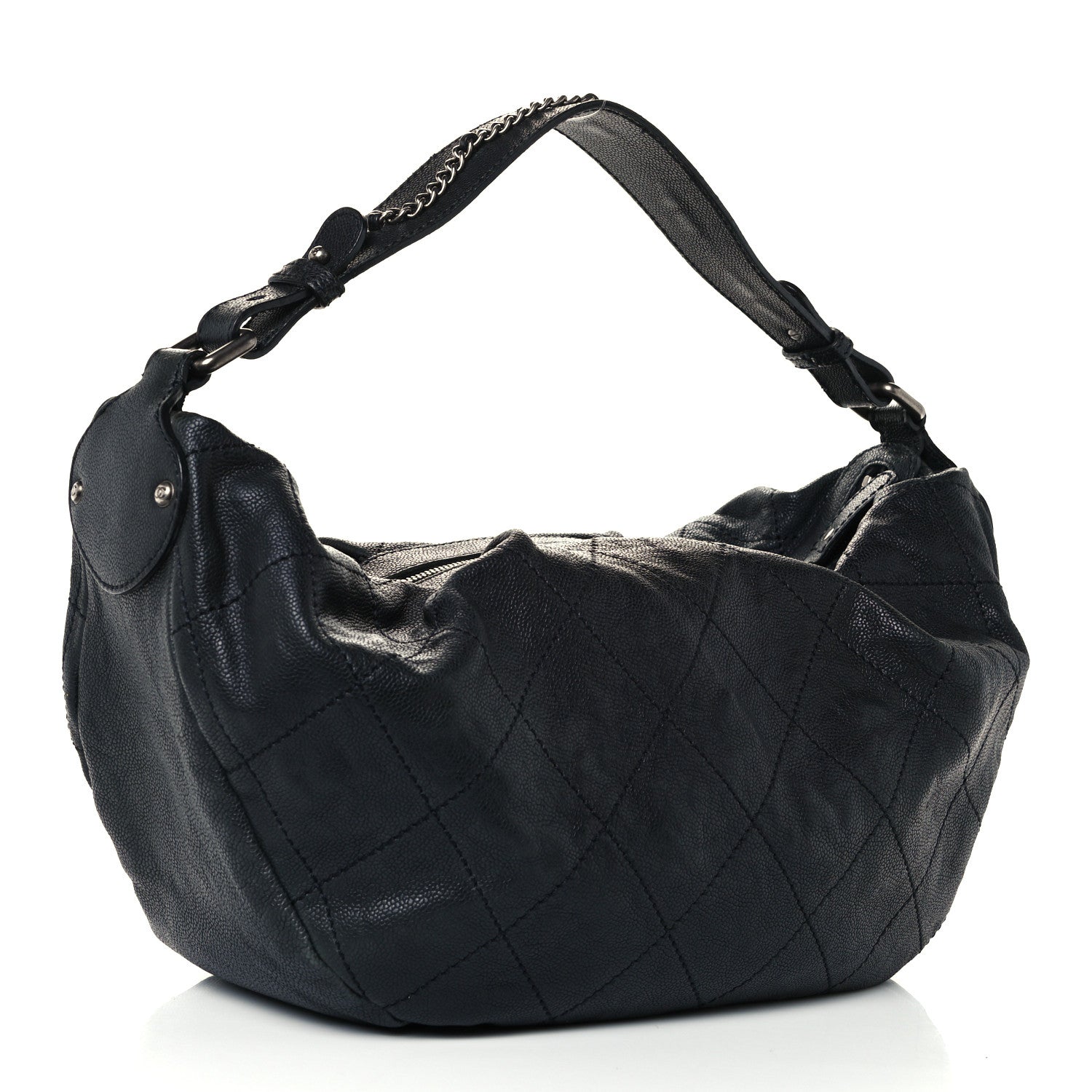 Chanel Caviar Stitched Large Outdoor Hobo Black 3 of 10