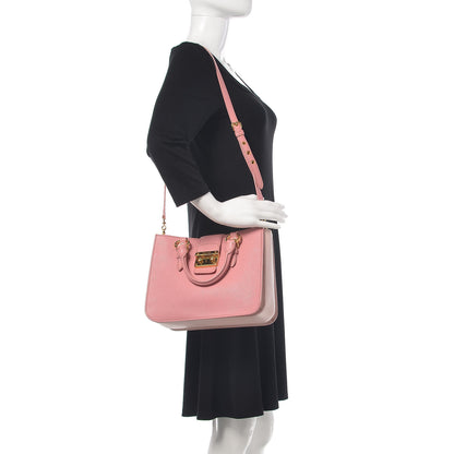 Miu Miu Goatskin Madras Shopping Tote Rosa Gemma 2 of 5